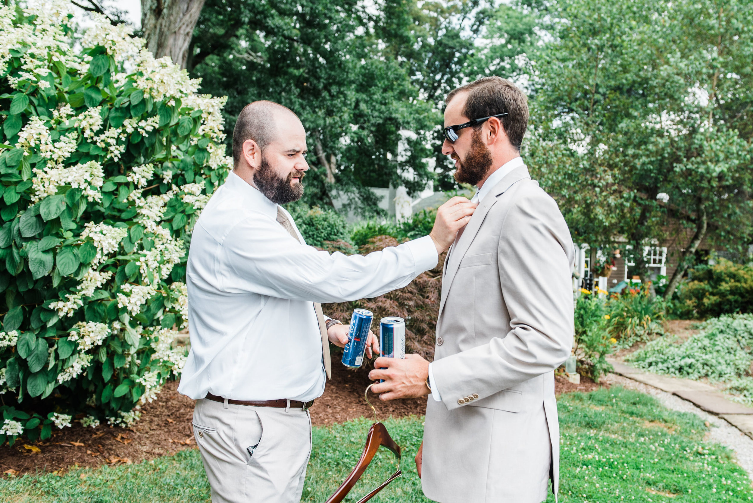 Groom and best man at Armstrong Farms