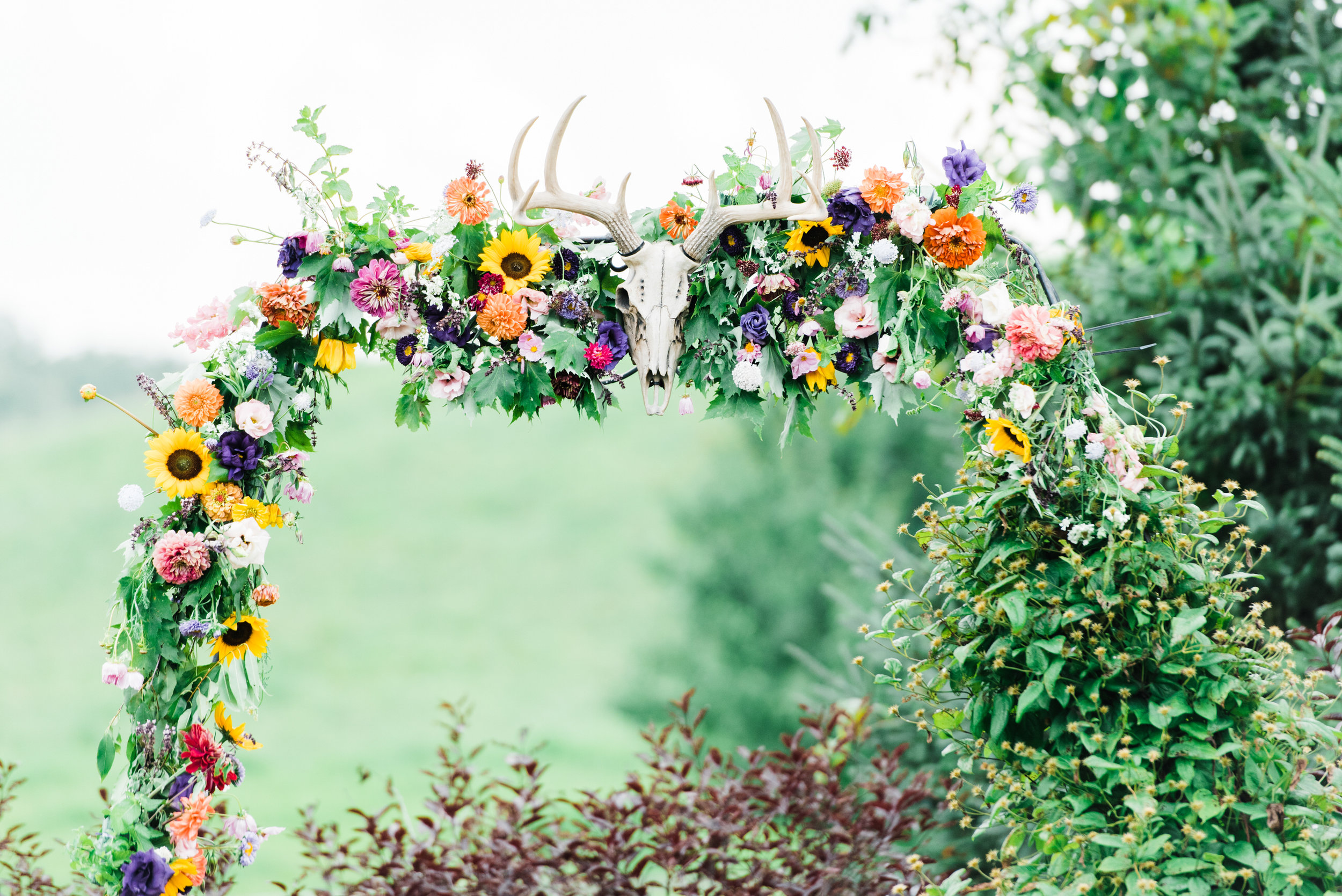 flower arch at  Armstrong Farms Wedding Venue
