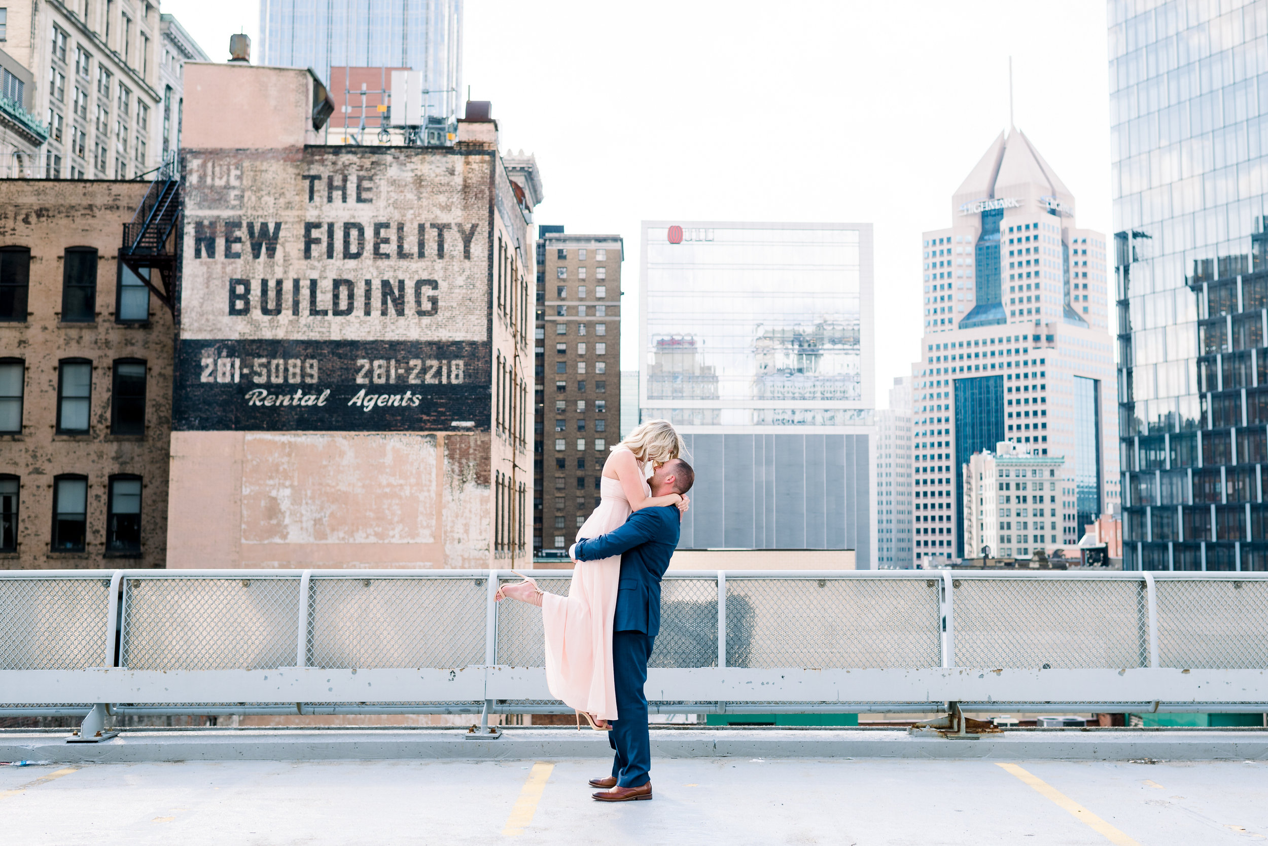 downtown pittsburgh rooftop engagement photos